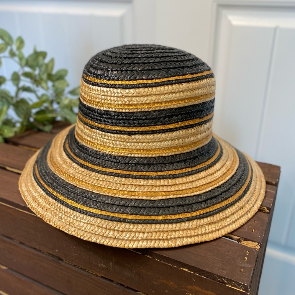 Beautiful Weaved Stripped Tall Straw Hat